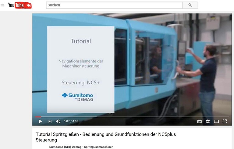 Das Tutorial über die Grundlagen der Bedienung von Spritzgießmaschinen mit der Steuerung NC5/NC5plus ist auf YouTube zu finden. (Quelle: YouTube)
