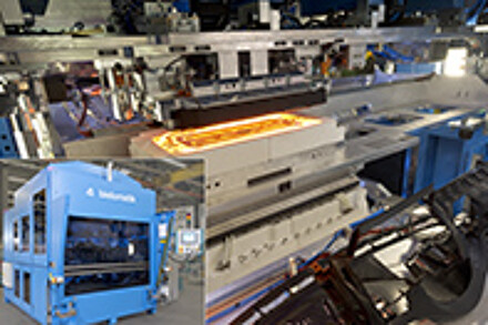 Schweißen des Airbag-Schusskanals an einer Automobil-Instrumententafel / Infrarot-Schweißmaschine K 2750 mit Metallfolienstrahler (Foto: bielomatik)