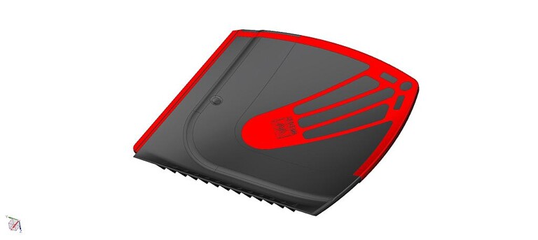 Der Eiskratzer entsteht aus einem PC/ABS-Blend (schwarz) und einem haptisch ansprechenden TPE (rot) als zweite Komponente zum Fertigspritzen. (Foto: Weber)