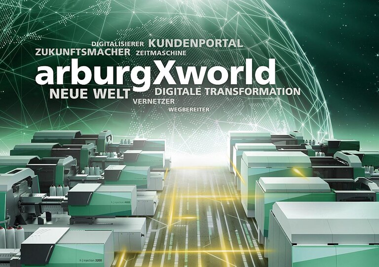 Mit der „‚arburgXworld“ erleben die Fachbesucher auf der K 2019 das gesamte Spektrum digitaler Produkte und Services, ein Teil ist das gleichnamige Kundenportal. (Foto: Arburg)