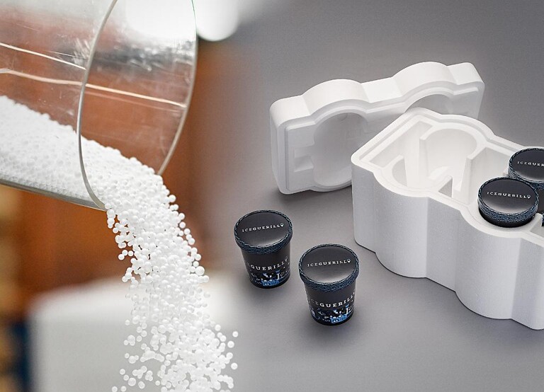 Die neue Verpackung für das Eis von IceGuerilla wird von Schaumaplast aus biomassenbilanziertem Styropor hergestellt. (Foto: BASF)