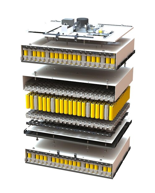 Die Li-Ionen-Heimspeicher von BMZ verwenden ein PC+ABS-Blend von Covestro, um die einzelnen Batteriezellen in einem sogenannten Zellhalter sicher zu platzieren. (Foto: BMZ)