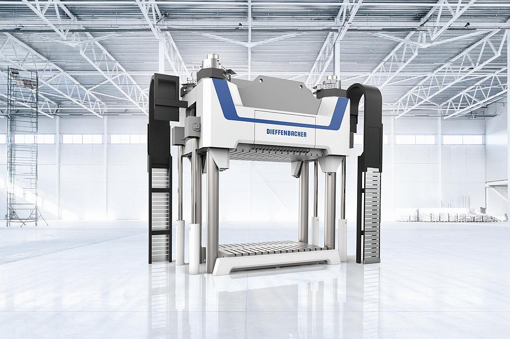 Die Fiberpress-Presse bildet das Herzstück der automatisierten SMC-Anlagen. (Foto: Dieffenbacher)