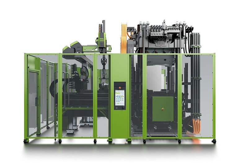 Mit der Baureihe v-duo hat Engel gezielt eine kompakte und energieeffiziente Maschine für Faserverbundanwendungen entwickelt, die kosteneffiziente Fertigungszellen ermöglicht. (Foto: Engel)
