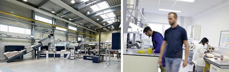 Das Customer Centre am Firmensitz in Österreich bietet auf 1.200 m² Fläche sieben Testanlagen mit einem angeschlossenen Kunststoffanalyse-Labor. (Foto: Erema)