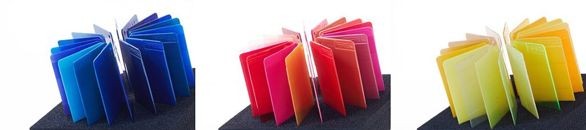 Die Color Inspiration Boxen von Finke sind zu den Farbwelten Rot, Blau und Gelb erhältlich. Eine Box zur Farbwelt Grün soll in Kürze folgen. (Fotos: Finke)
