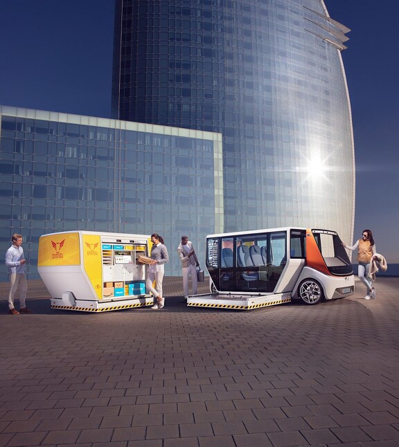 Das neue modulare Konzeptfahrzeug MetroSnap von Rinspeed baut auf den MicroSnap und den Konzeptfahrzeugen der Vorjahre auf. (Abb.: Foampartner)