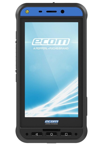 Das Ecom-Handy Smart-Ex 02 ist mit seiner beständigen TPU-Hülle für den Einsatz in der Öl- und Gasindustrie sowie in der Chemie, Pharma-, Energie- und Umweltbranche gerüstet. (Foto: Geba)