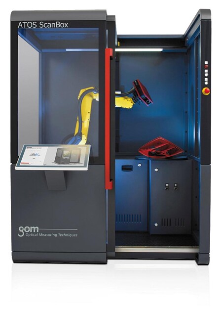 In der standardisierten Messzelle Atos Scanbox erfolgen Messung, Inspektion und Auswertung von komplexen Spritzgussteilen automatisiert. (Foto: GOM)