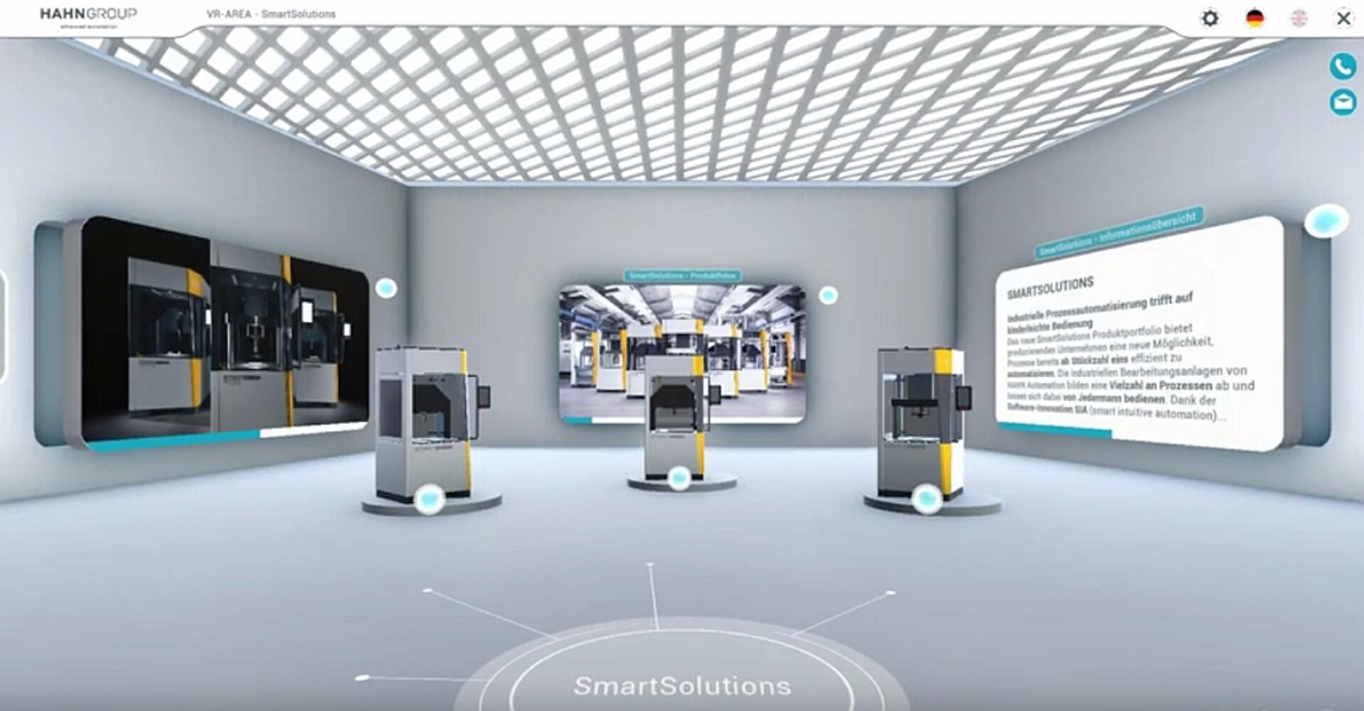 Der Showroom bietet animierte 3D-Modelle von Automatisierungsanlagen und Roboterlösungen. (Abb.: Hahn Group)