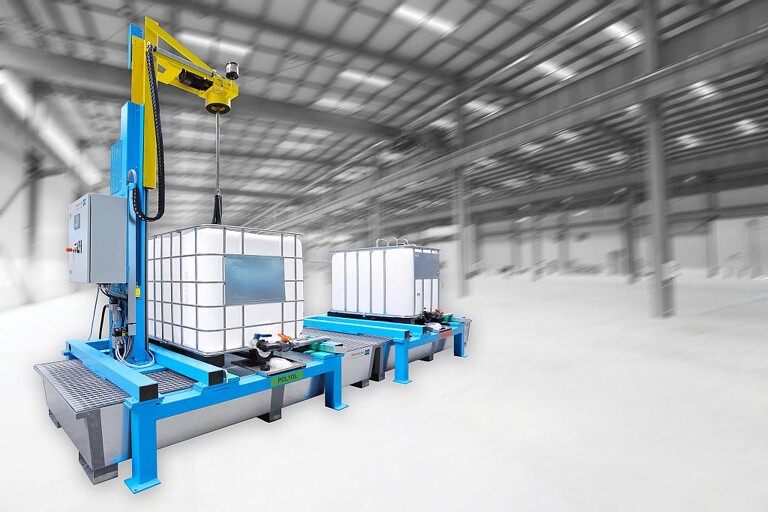 Die neue IBC-Station ist eine effiziente Lösung für die Einbindung von IBCs innerhalb der Polyurethan-Verarbeitung. (Foto: Hennecke)