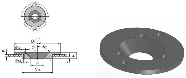 Der Zentrierflansch HSB 100 M erleichtert das Zentrieren der Form auf den Aufspannplatten. (Abb.: HSB Normalien)