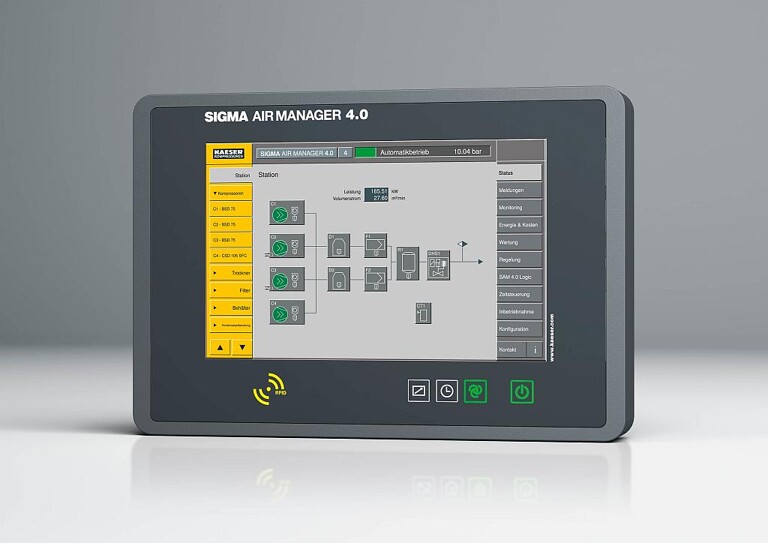Das intelligente Druckluftmanagementsystem Sigma Air Manager 4.0 (SAM 4.0) sorgt dafür, dass Druckluft immer zuverlässig zur Verfügung steht. (Foto: Kaeser)