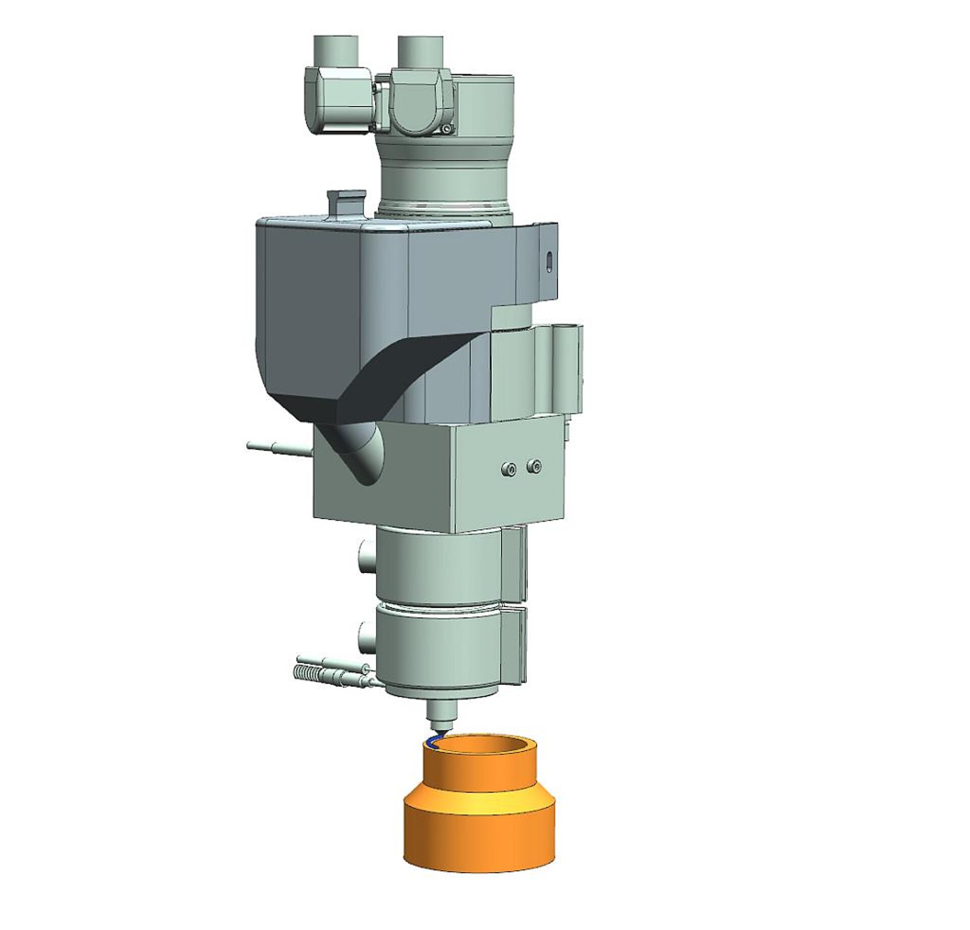 Granulatextruder als 3D-Druckkopf beim Materialauftrag auf ein bestehendes Bauteil. (Abb.: KUZ)