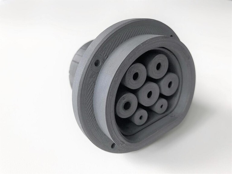 3D-gedruckter Stecker aus Luvocom 3F PAHT KK 50056 BK FR. (Foto: Lehmann&Voss&Co.)
