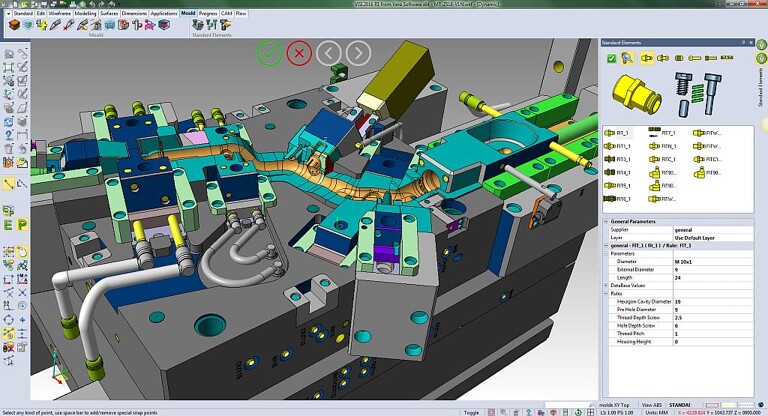 Optimiertes Kühlkanalmanagement in Visi Mould 2016 R1. (Abb.: Mecadat)