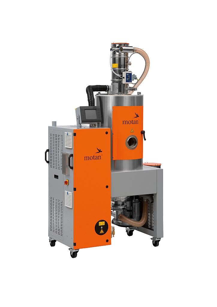 Kompakter Trockenlufterzeuger Luxor EM A mit integrierter Förderung. (Foto: Motan)