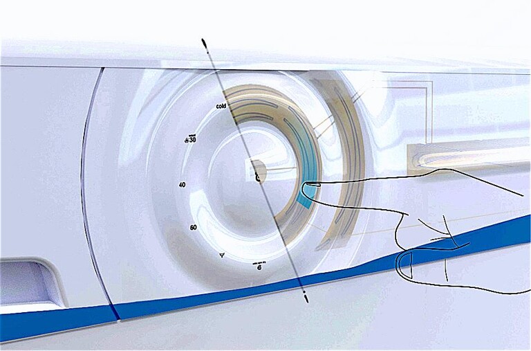 Mit der aktuellen Evolutionsstufe der Multiskin-Folienverbunde lassen sind dreidimensional geformte Bedienoberflächen, beispielsweise mit Profilbereichen zur Fingerführung herstellen. (Konzeptstudie: Plastic Electronic)