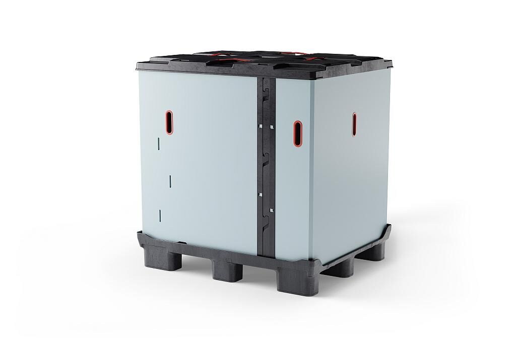 Der leichte Mehrwegcontainer aus PP ist faltbar. (Foto: Sabic) 