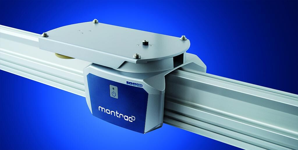 Das preisgekröntes Montrac Shuttle 4 in Aktion auf dem Monoschienensystem. (Foto: Schmid)