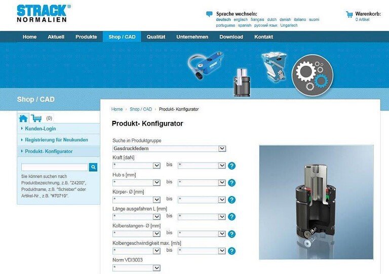 Mit dem Produkt-Konfigurator kann schnell und effizient das passende Produkt für die individuelle Anwendung gefunden werden. (Abb.: Strack Norma)