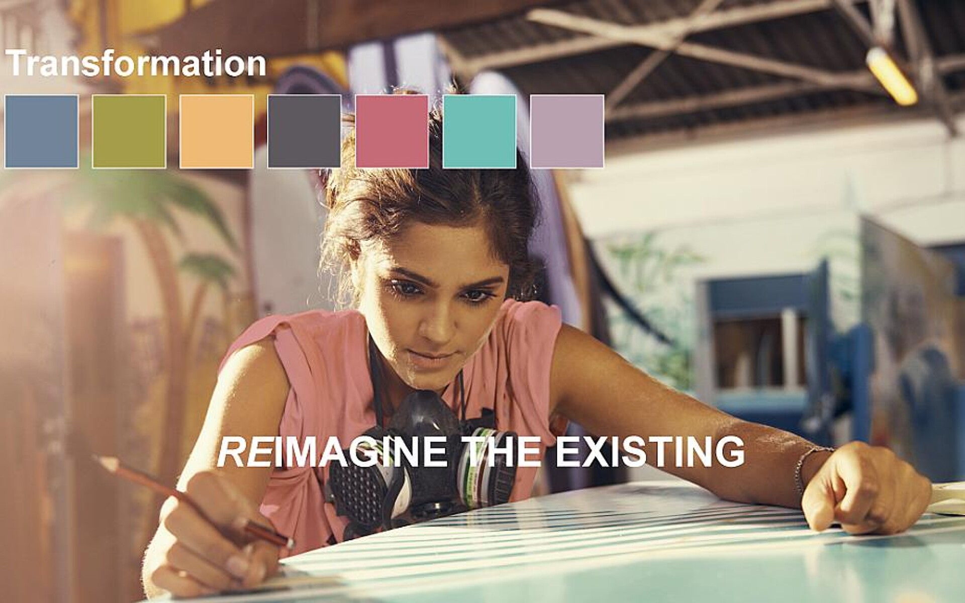 In der gedeckten „Transformation“-Palette wird die Relevanz des nachhaltigen Konsums im modernen Alltag aufgegriffen. (Abb.: BASF)