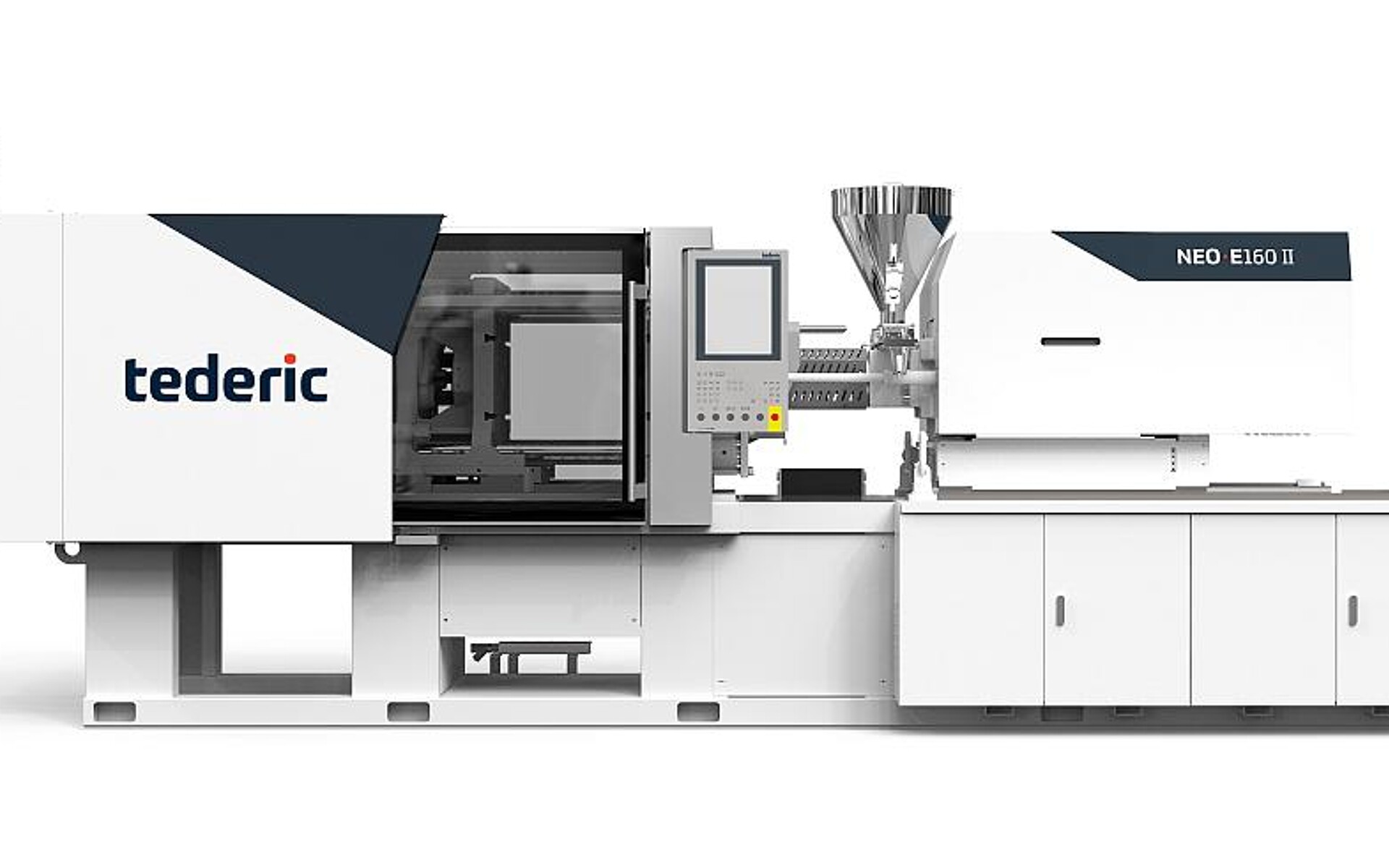 Die elektrische Kniehebel-Spritzgießmaschine Tederic Neo·E160 wird auf der Fakuma als Teil einer automatisierten Produktionszelle gezeigt. (Foto: Tederic)