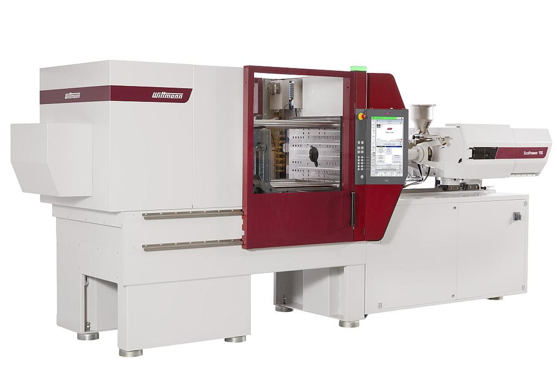 Die hohe Dynamik der EcoPower B8X 110/525 wird durch die Optimierung des Kniehebels sowie die geschwindigkeitserhöhten Spritzeinheiten erzielt. (Foto: Wittmann Battenfeld)