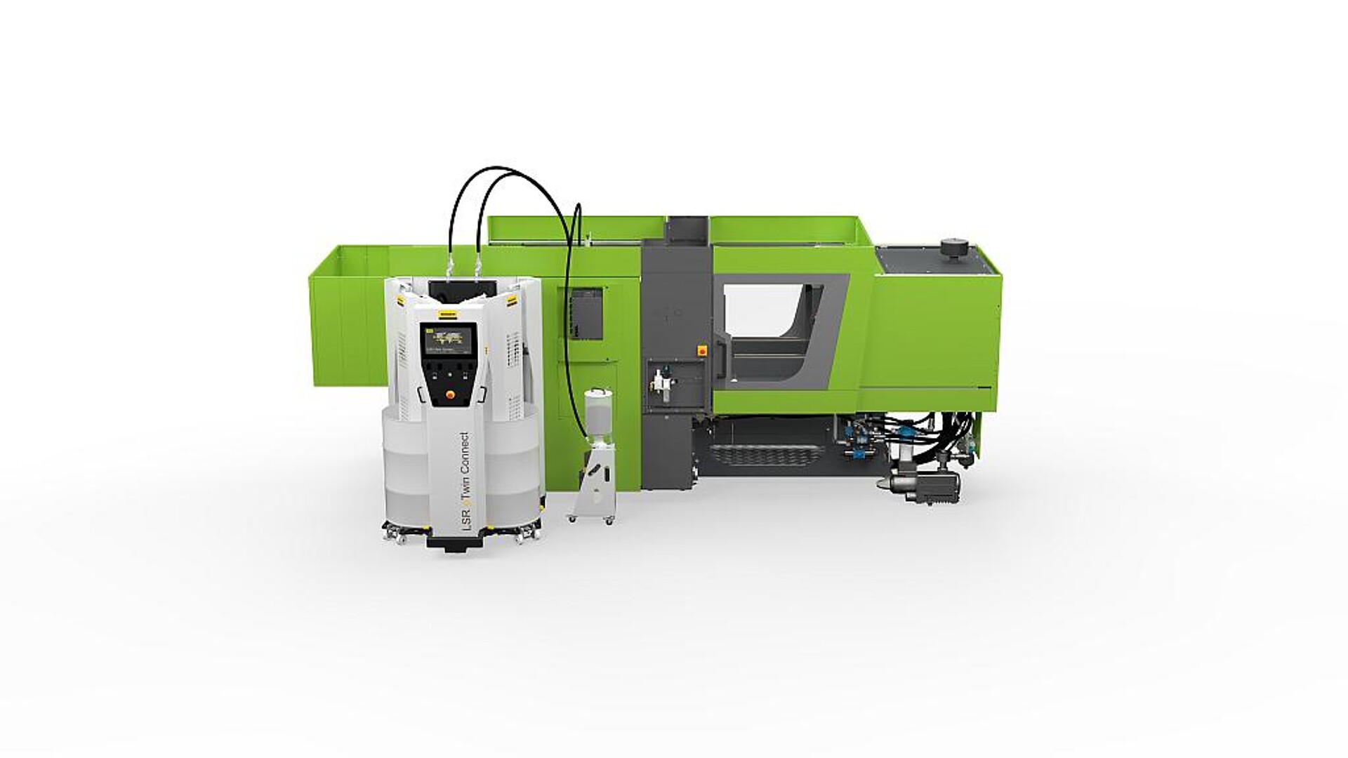 Die holmlose Spritzgießmaschine Engel e-victory 100 ist mit einer Flüssigsilikon-Anwendung zu sehen. (Foto: Engel)