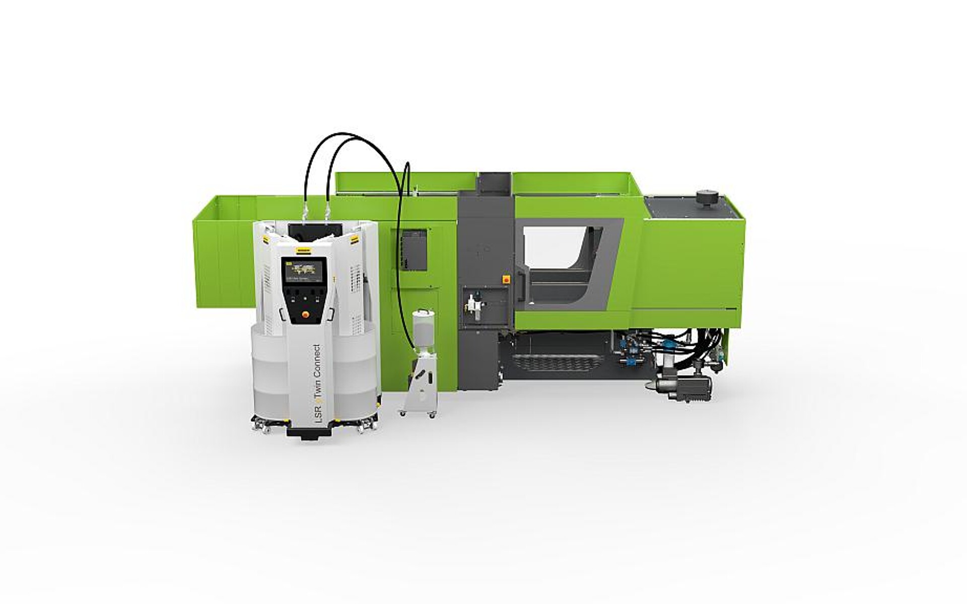 Die holmlose Spritzgießmaschine Engel e-victory 100 ist mit einer Flüssigsilikon-Anwendung zu sehen. (Foto: Engel)