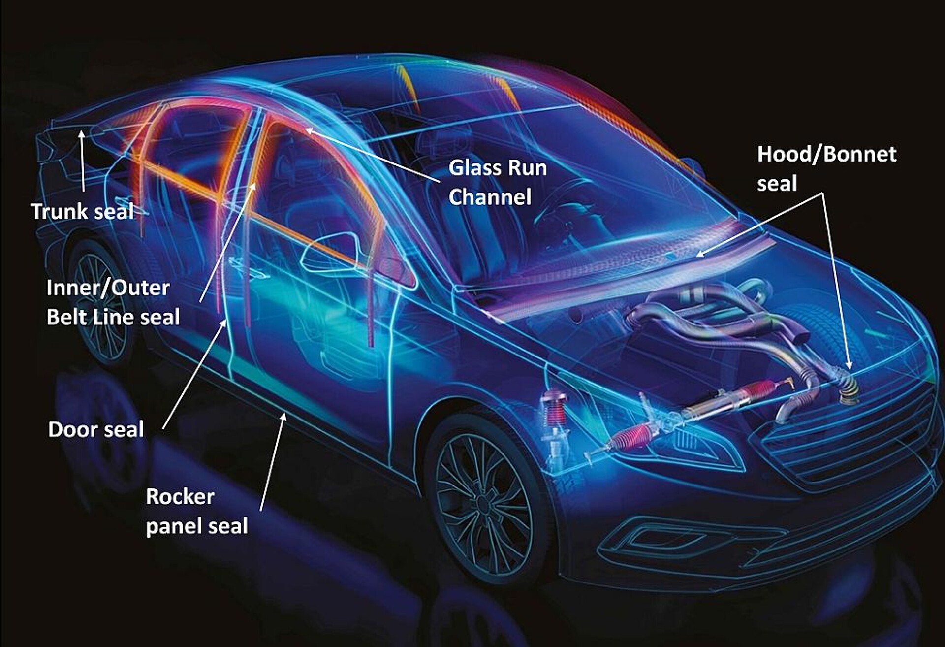 Das schäumbare TPV findet vielfältigen Einsatz für Dichtungen im Automobilbau. (Abb.: Celanese)