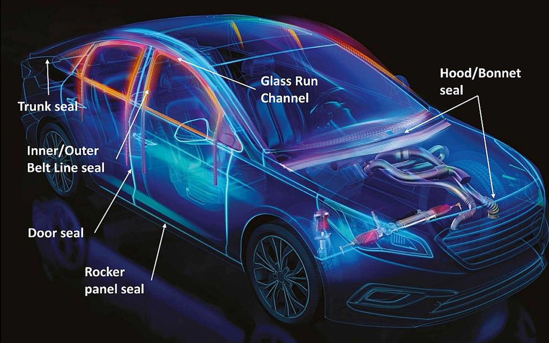 Das schäumbare TPV findet vielfältigen Einsatz für Dichtungen im Automobilbau. (Abb.: Celanese)