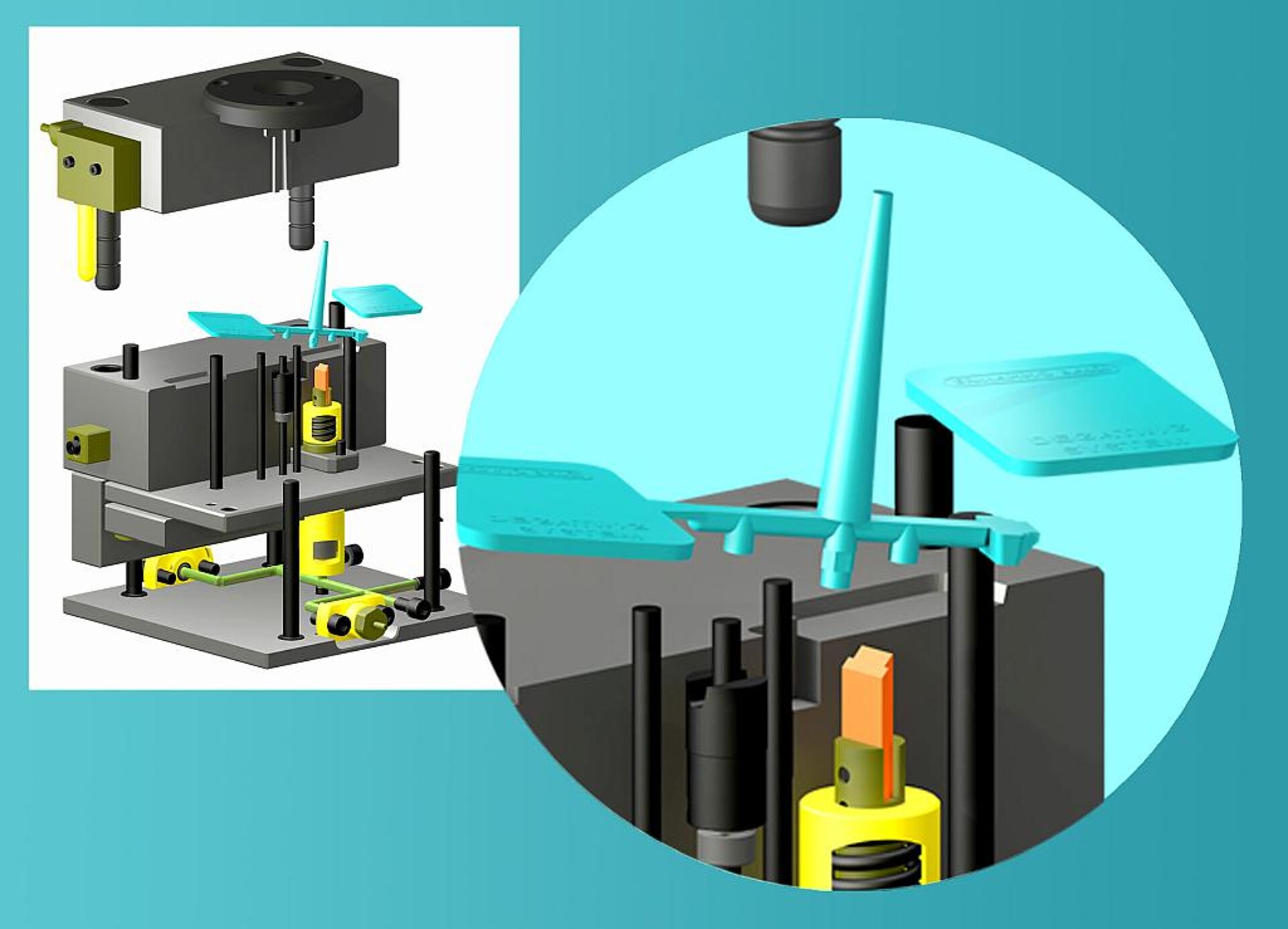 Der neue Gate Cutter trennt Angüsse während des Entformens automatisiert und präzise positioniert ab. (Abb.: i-mold)