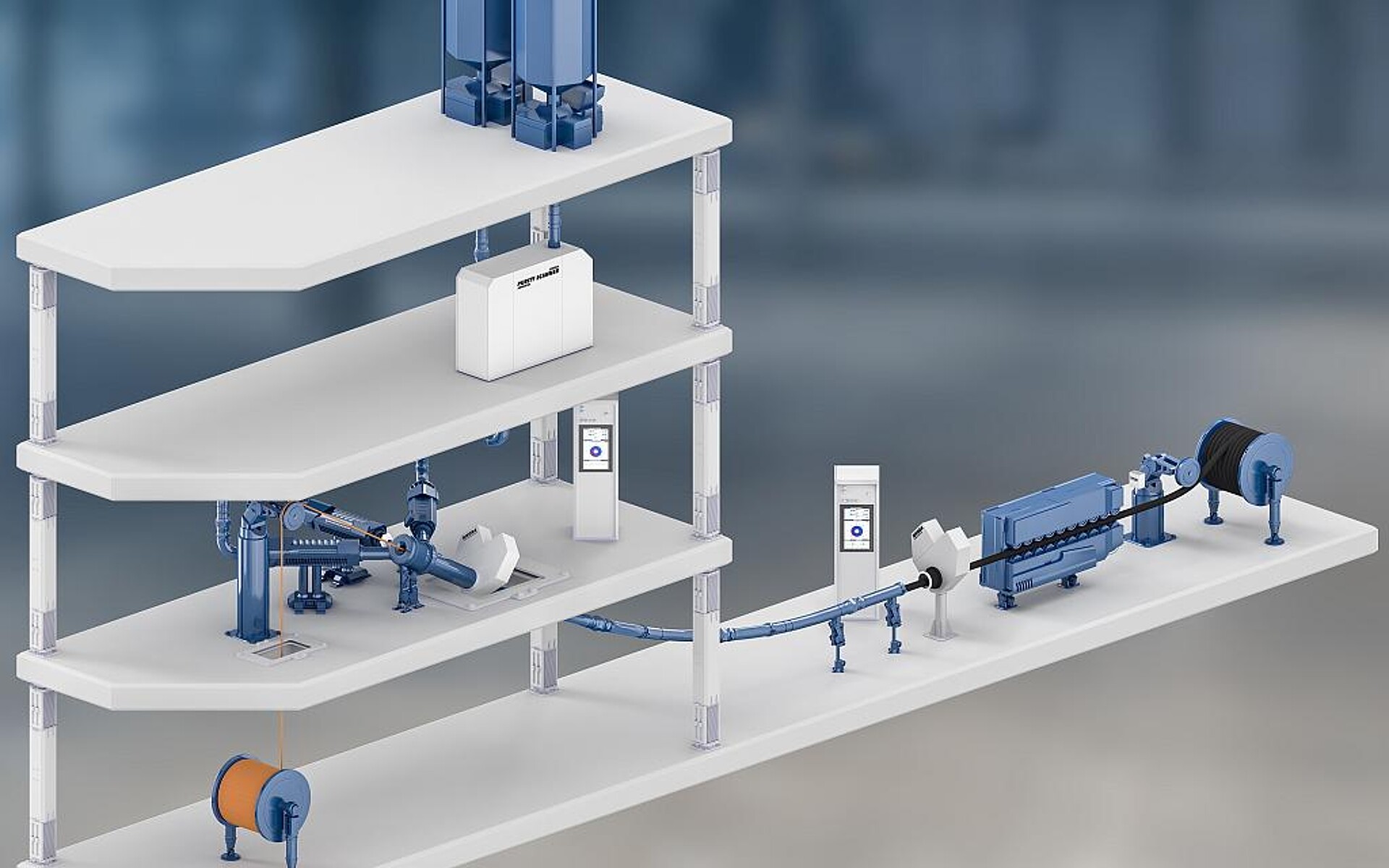 Durch die intelligente Integration von Prüf- und Messsystemen entlang der gesamten CV-Linie wird die Qualität von HV- und EHV-Kabeln kontinuierlich sichergestellt. (Abb.: Sikora)
