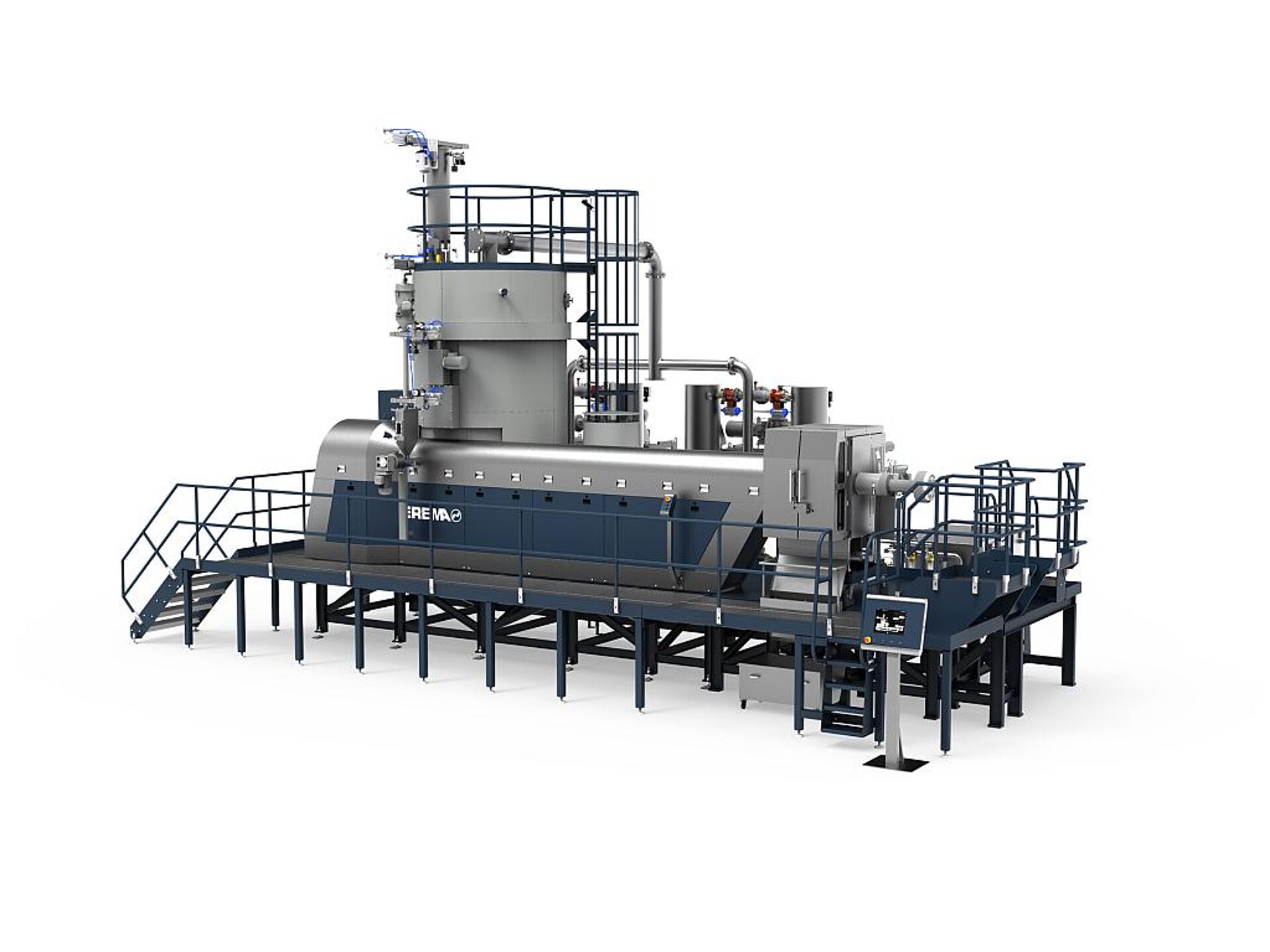 Die flexible Vacurema-Anlage für das Bottle-to-Bottle-Recycling ermöglicht Durchsätze von bis zu 6 t/h und produziert bereits in der Basic-Variante lebensmittelechtes rPET. (Abb.: Erema)