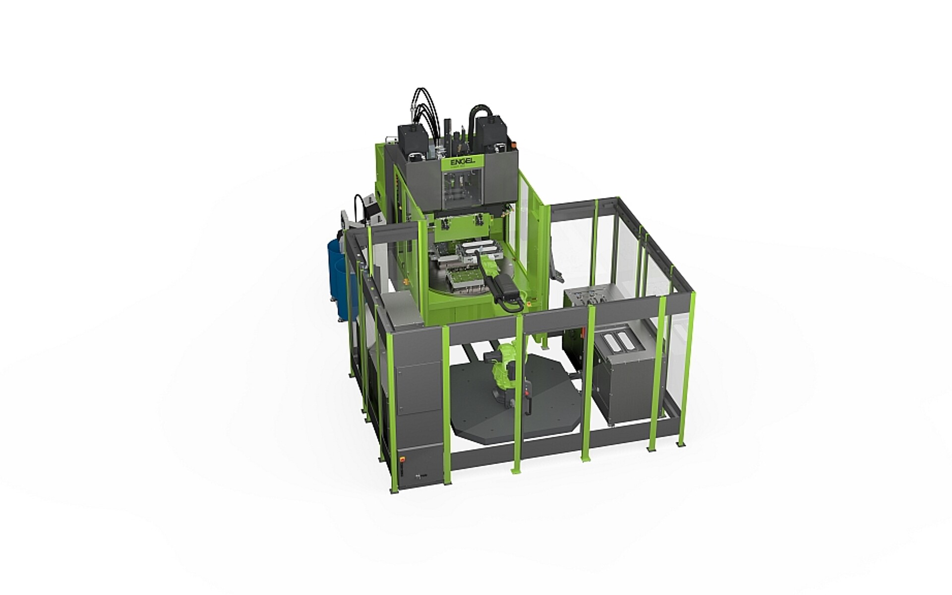 Eine vertikale Engel insert 150 trägt LSR-Präzisionsdichtungen auf sensible Gasdiffusionsschichten für Brennstoffzellen auf. Das vollautomatische Umspritzen erfolgt hochgenau und auf kompaktem Raum. (Foto: Engel)
