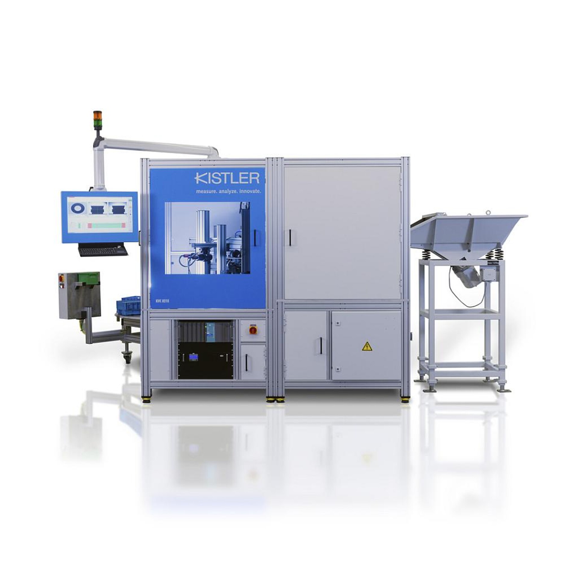 Das optische Prüfsystem KVC 821 findet zuverlässig Oberflächen- und Maßhaltigkeitsfehler aus der Kunststoffverarbeitung. (Foto: Kistler)