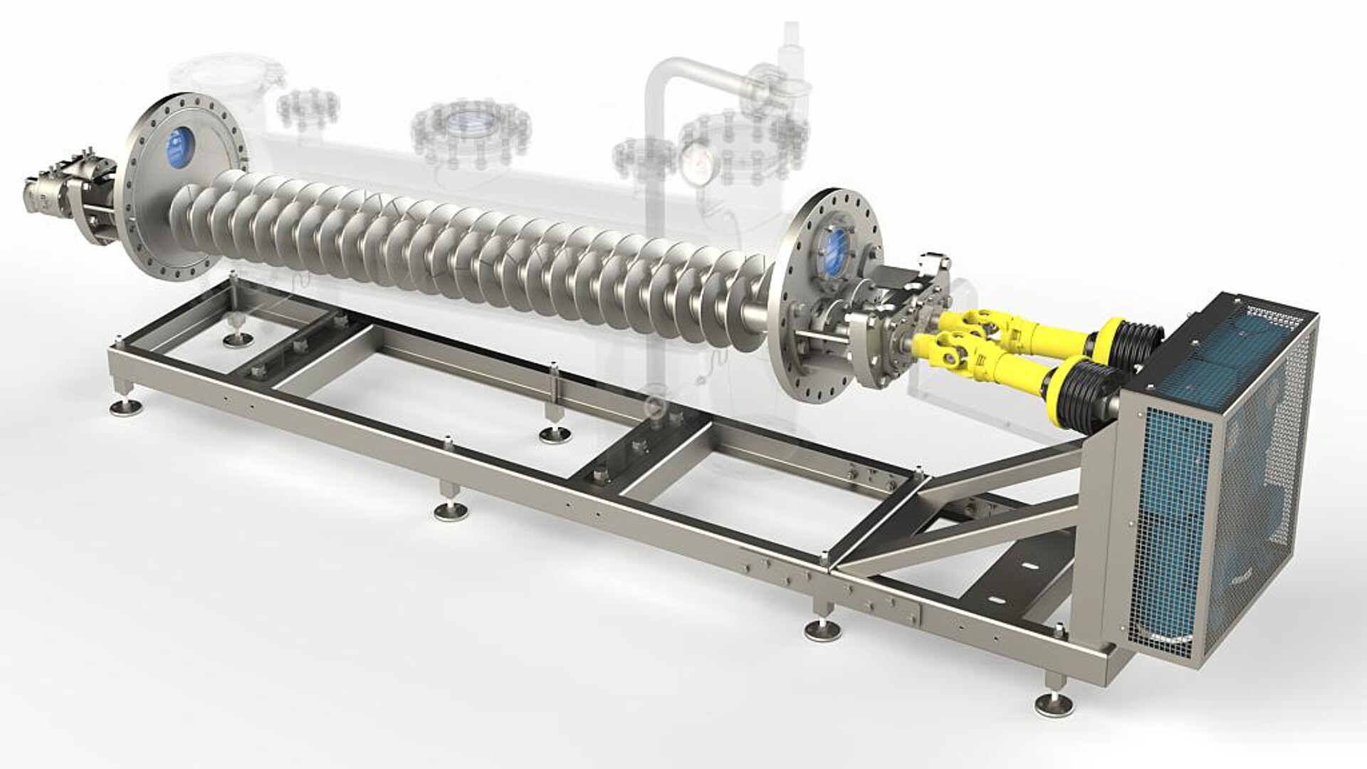 Kunststoffreste werden im Schneckenreaktor für die Aufbereitung vorbereitet, bspw. durch Entgasung, Trennung von Mehrschichtprodukten oder Geruchsentfernung. (Foto: Thies Maschinenbau)