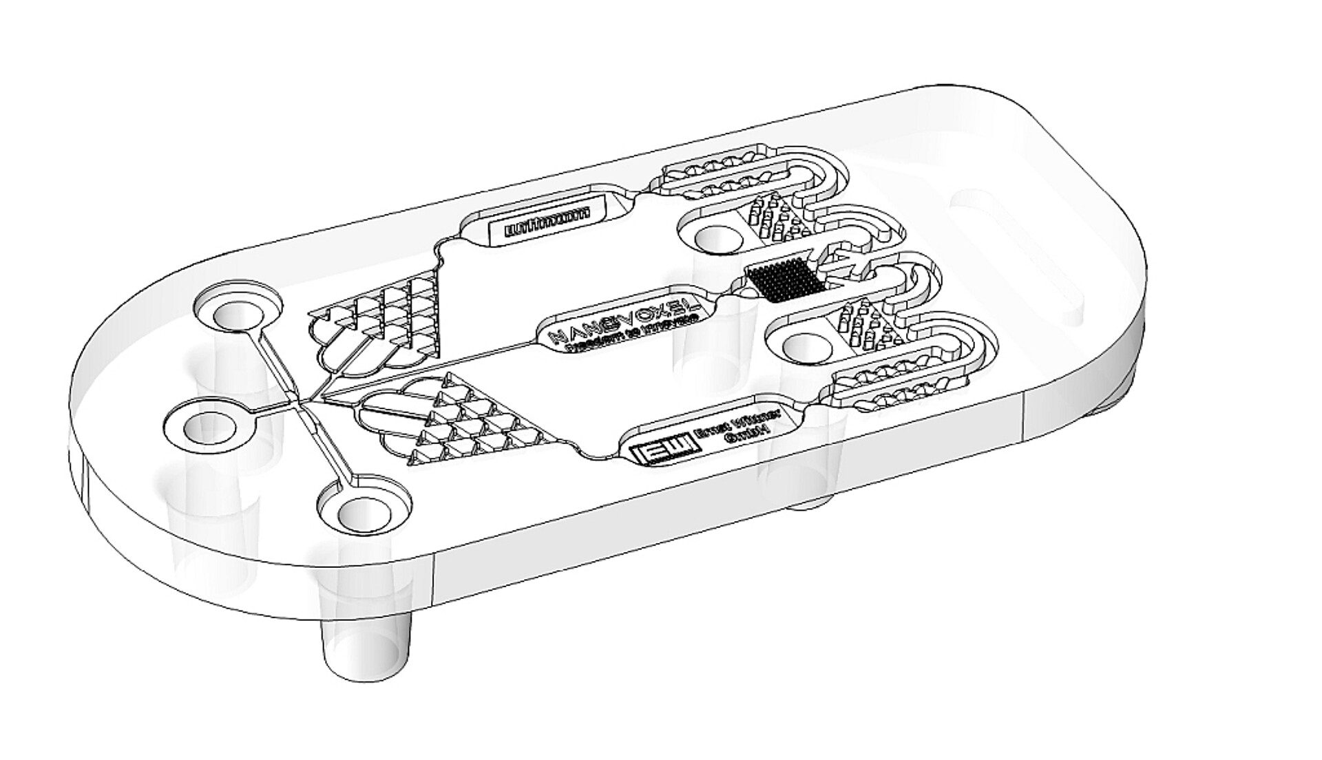 Für das Lab-on-a-Chip fertigte NanoVoxel 3D-gedruckte 2fach-Werkzeugeinsätze, mit denen Eckenradien von bis zu 0,005 mm realisiert werden. (Foto: Wittmann Battenfeld)