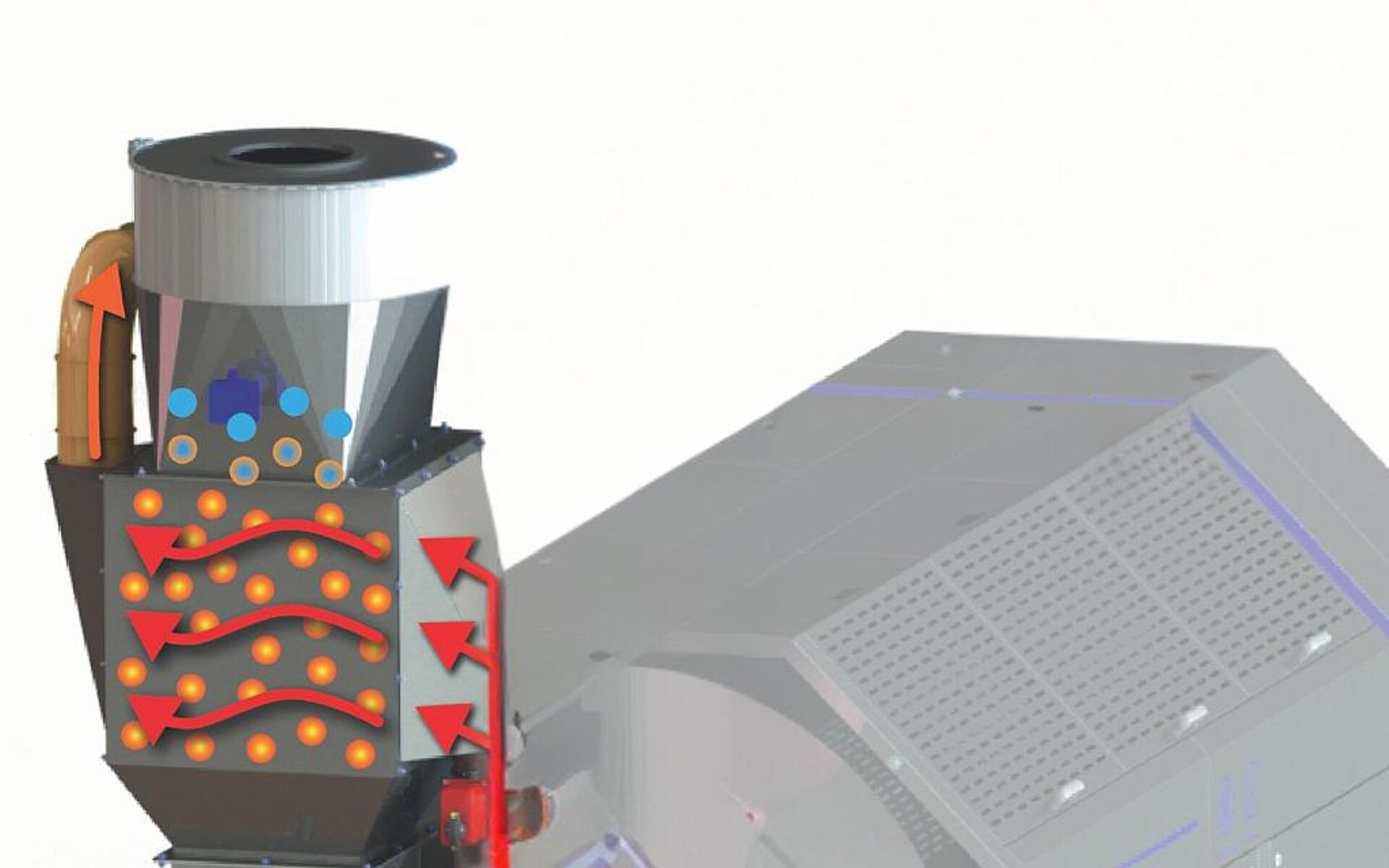 Eco-Booster: Mit der Wärme aus dem Infrarotdrehrohr wird der zuzuführende Rohstoff vorgewärmt, was Energie sparen oder Durchsatz steigern kann. (Abb.: Kreyenborg)