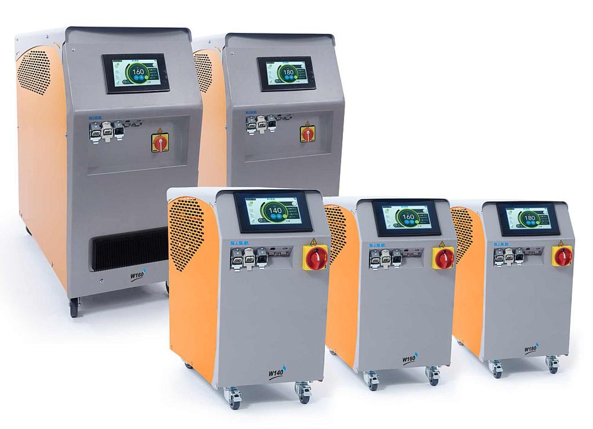 Die neue Generation von Druckwassertemperiergeräten E-Therm mit 140 °C, 160 °C und 180 °C. (Foto: Sise)