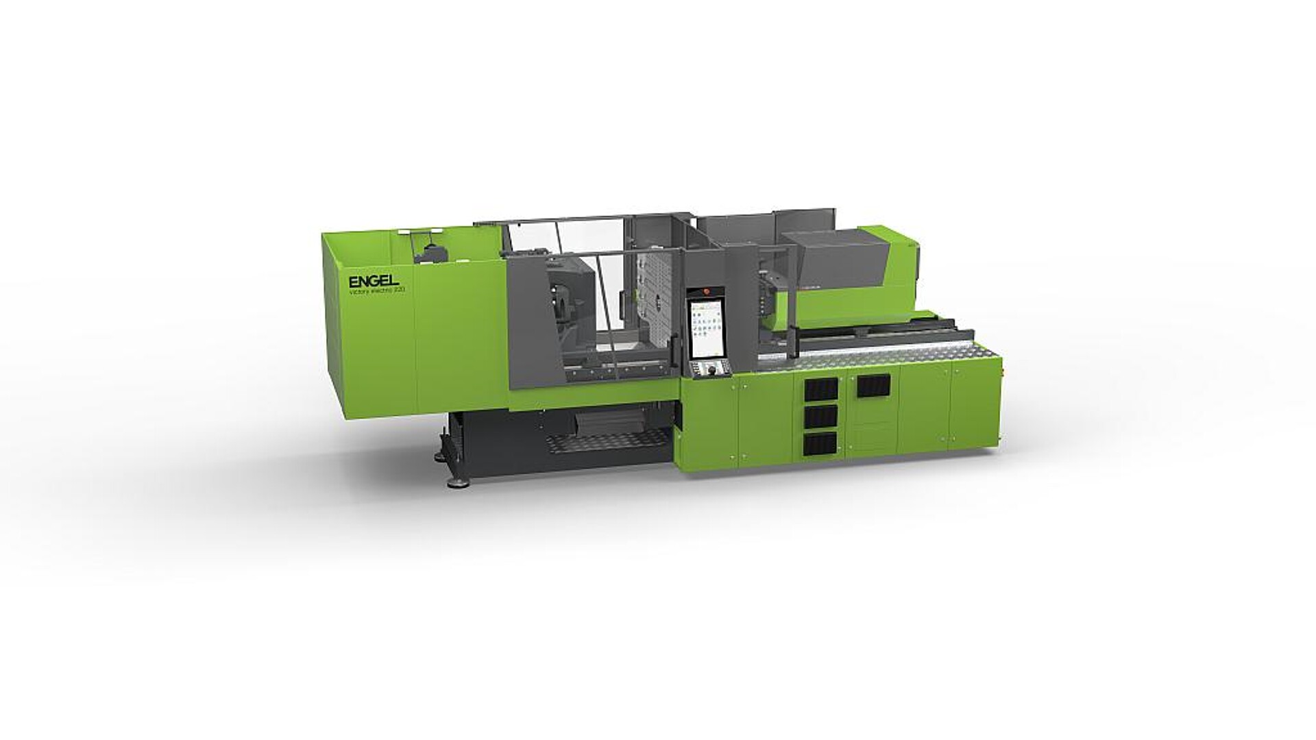 Die neue elektrische Engel victory electric 220 mit 2.200 kN Schließkraft ermöglicht eine kompakte Produktion durch holmlose Bauweise und verkürzte Maschinenlänge. (Foto: Engel)