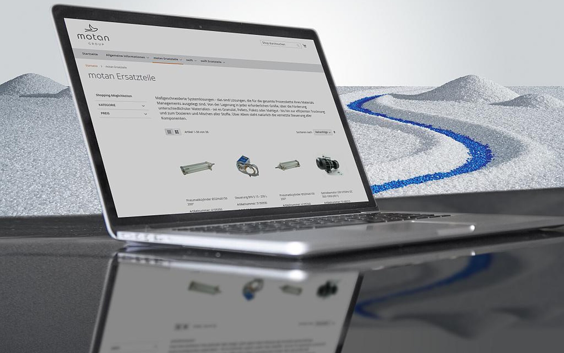 Komfortabel und selbsterklärend ist der Onlineshop für Geräte und Ersatzteile aufgebaut. (Abb.: Motan)