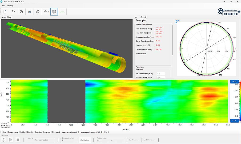 Die Software macht Abweichungen der Innengeometrie zum Referenzzustand sichtbar. (Abb.: GL Control)