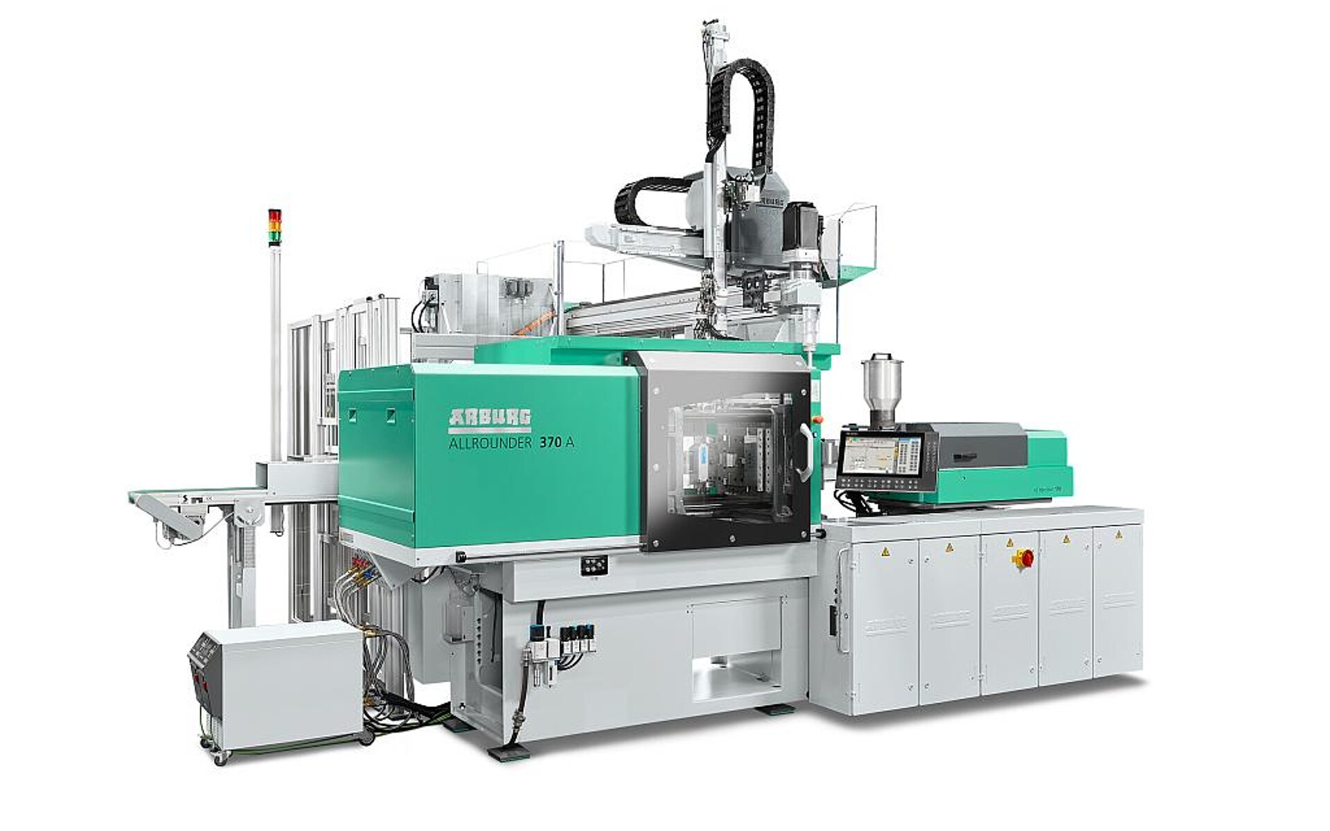 Auf einem elektrischen Allrounder 370 A mit Multilift Select 8 werden Paper Pearls verarbeitet – ein alternatives Material mit über 50 % Fasergehalt. (Foto: Arburg)