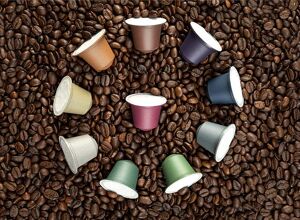 Grafe: Heimkompostierbare Kaffeekapseln in brillanten Farben